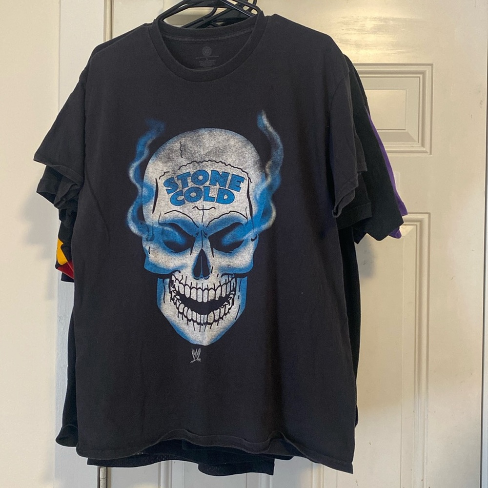 Stone cold Steve Austin smoking skull tee wwe